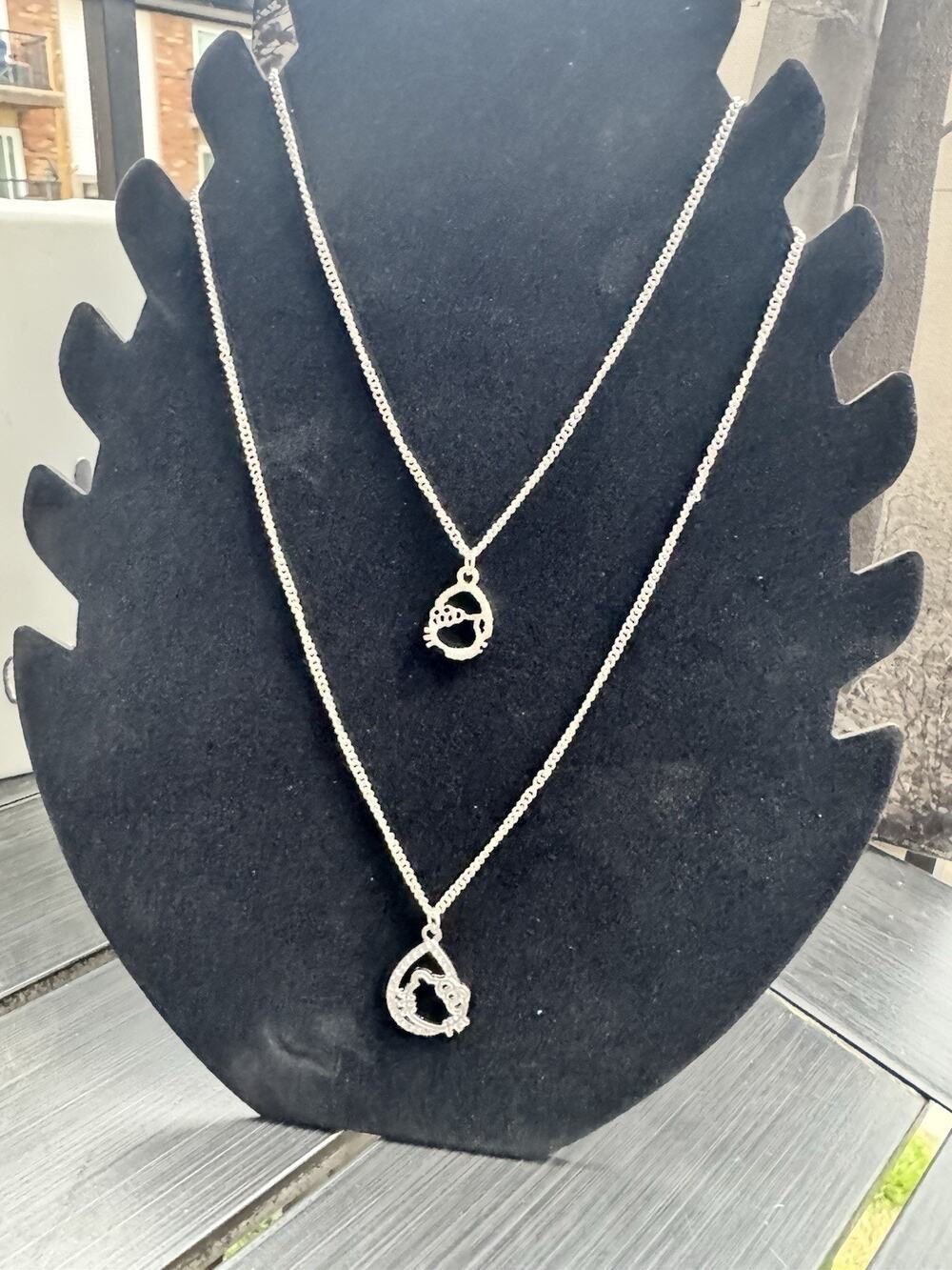 Sanrio Hello Kitty Silver Tone Metal Necklace Set Animation Character Jewelry
